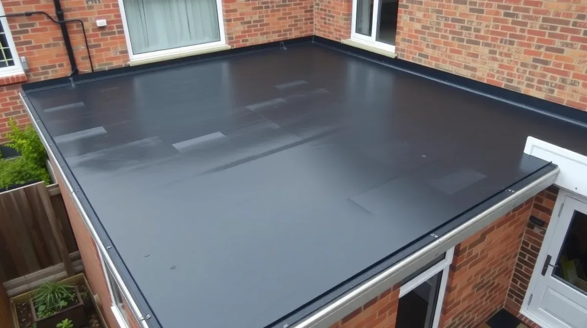EPDM rubber flat roof on a brick rear extension